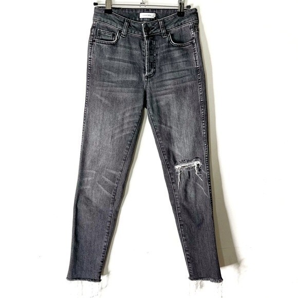 Anine Bing Jeans Size 24 Distressed Skinny Raw Hem Washed Gray Women’s - Picture 2 of 14